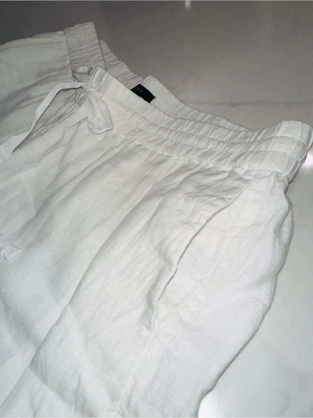 J. CREW SIZE XL~ CRISP WHITE 100% LINEN FULLY LINED PANTS BEACH SUMMER TROUSERS
